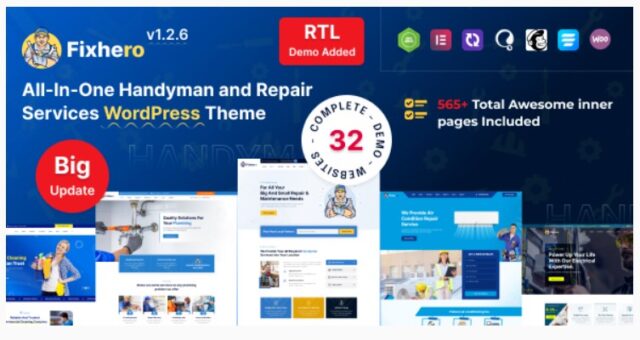 Fixhero Handyman & Repair Services WordPress Theme