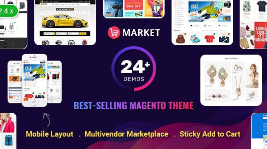 Market-Multistore Responsive Magento Theme with Mobile-Specific Layout