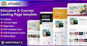 eTreeks - Online Courses & Education Landing Page Template