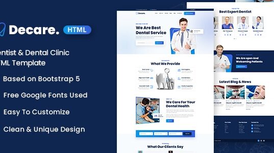 Decare Dentist & Dental Clinic HTML Template Decare Dentist & Dental Clinic HTML Template
